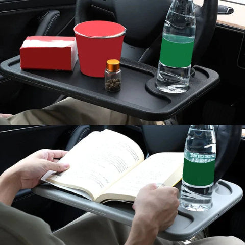 Portable Car Tray – Quick Attachment to Steering Wheel