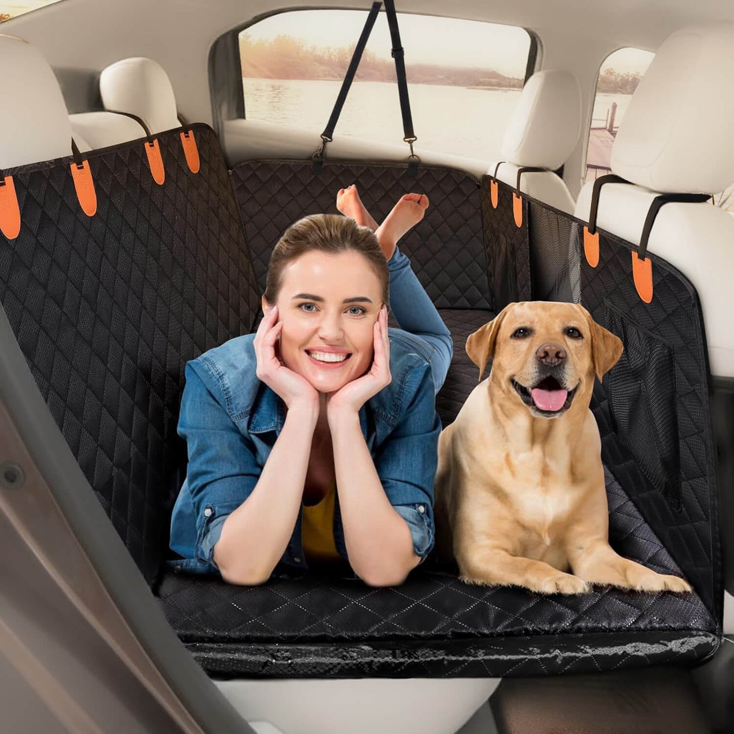 Housse De Siège Voiture Pour Chien – Étanche & Antidérapante Avec Harnais De Sécurité