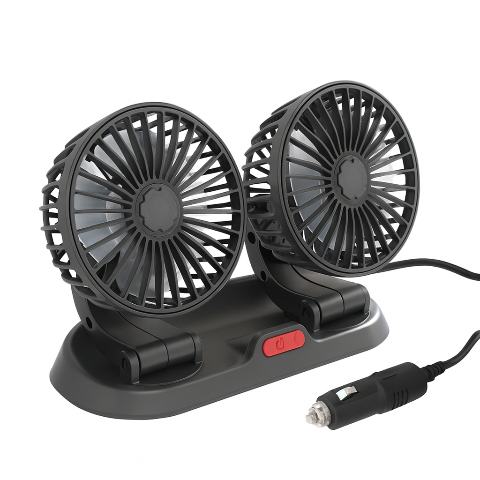 Ventilatore automatico a doppia testa - Alimentazione USB o accendisigari