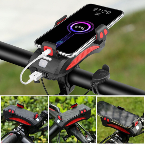 Lampada da Bici Multifunzionale – Supporto per Telefono e Clacson