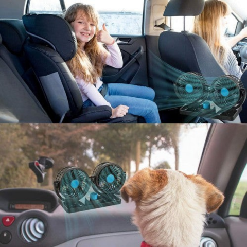 Ventilador Doble Para Coche — Ideal Verano Como Invierno