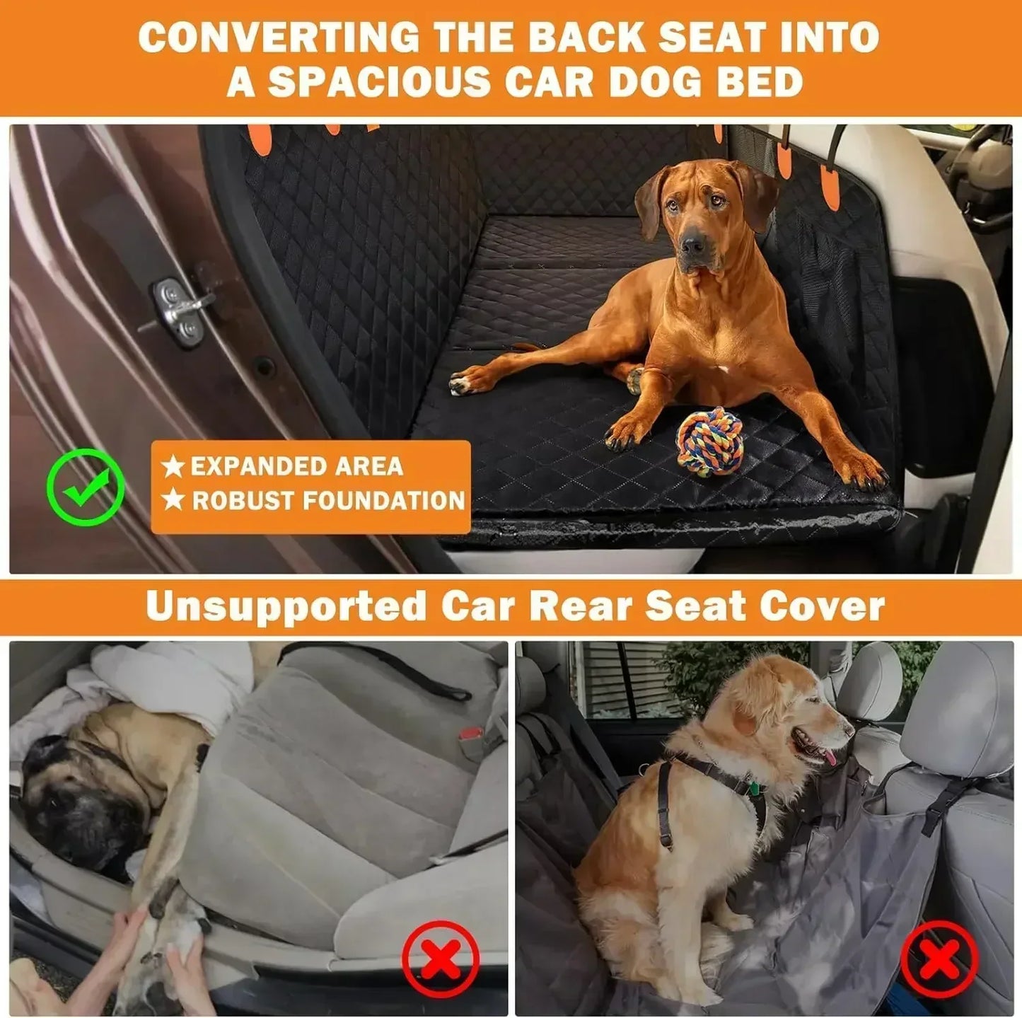 Housse De Siège Voiture Pour Chien – Étanche & Antidérapante Avec Harnais De Sécurité