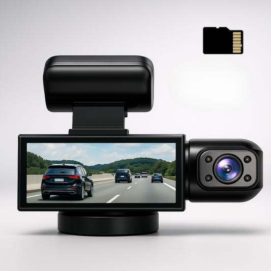 Dashcam Doble Full HD Coche - Visión Nocturna + Cámara Interior