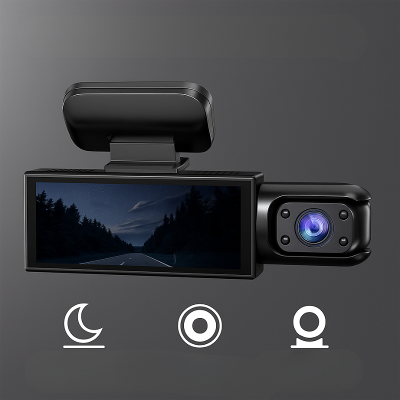 Kamera samochodowa Dashcam Double Full HD - Nocna wizja + kamera wewnętrzna