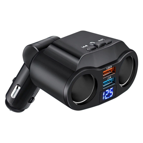 Adaptador para encendedor de coche - Doble puerto USB y pantalla digital