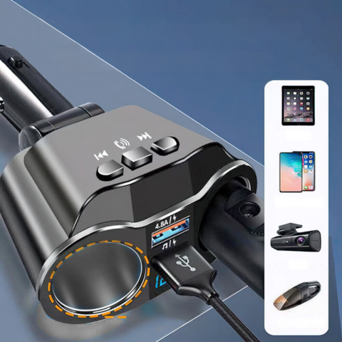 Adaptador para encendedor de coche - Doble puerto USB y pantalla digital