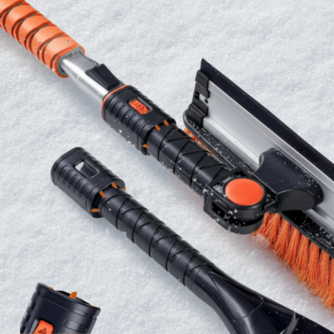 Snow Brush and Car Scraper — Adjustable and Removable Handle 