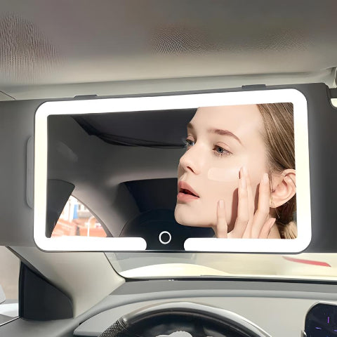 Espejo de Coche con Iluminación LED – Niveles de Brillo Ajustables 