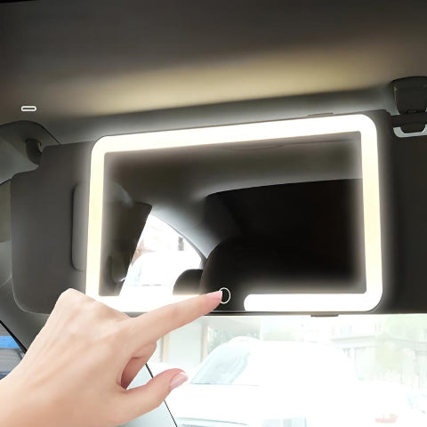 Espejo de Coche con Iluminación LED – Niveles de Brillo Ajustables 