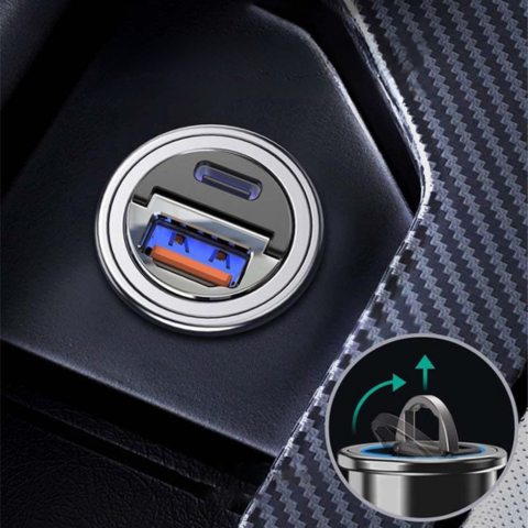 USB Car Charger Adapter – Compact Cigarette Lighter Plug 