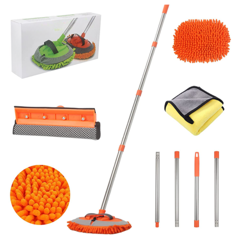 Multifunctional Car Wash Kit — Adjustable Handle & Soft Cloth 