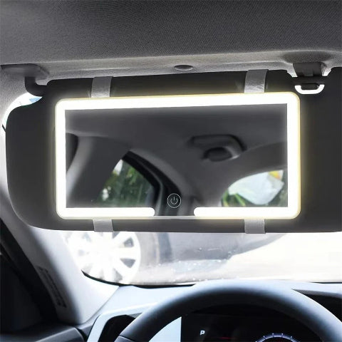 Espejo de Coche con Iluminación LED – Niveles de Brillo Ajustables 