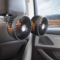 Ventilador de Coche de Doble Cabeza — Recargable y Orientable 